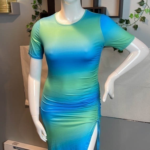 Women Sexy Tie Dye Bodycon Evening Party Dress Cocktail‎ Midi Dress Siz L - Picture 3 of 6